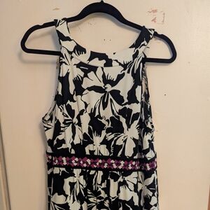 Apt. 9 Black and White Floral Dress with Pink Accents